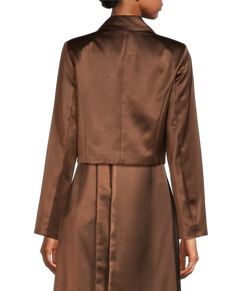 Le' AL.X Satin Notch Lapel Long Sleeve Cropped Coordinating Blazer