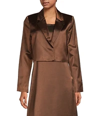 Le' AL.X Satin Notch Lapel Long Sleeve Cropped Coordinating Blazer