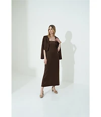 Le' AL.X Satin Notch Lapel Long Sleeve Cropped Coordinating Blazer
