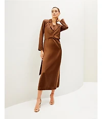 Le' AL.X Satin Square Neck Spaghetti Strap Column Coordinating Maxi Dress