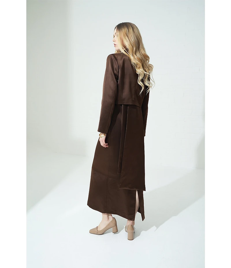 Le' AL.X Satin Square Neck Spaghetti Strap Column Coordinating Maxi Dress
