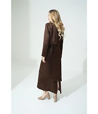 Le' AL.X Satin Square Neck Spaghetti Strap Column Coordinating Maxi Dress