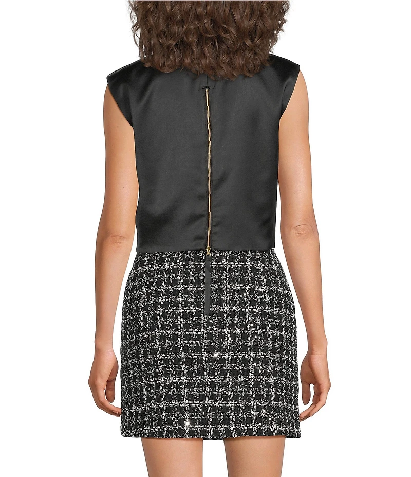 Le' AL.X Satin V-Neck Sleeveless 3D Bow Mod Crop Top