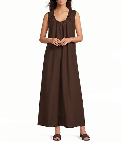 Le' AL.X Scoop Neck Sleeveless Woven A-Line Maxi Dress