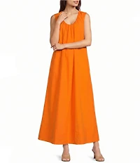 Le' AL.X Scoop Neck Sleeveless Woven A-Line Maxi Dress