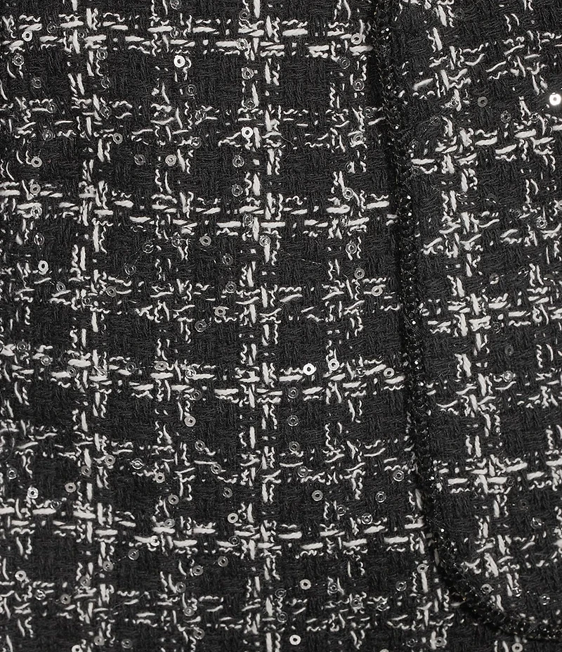 Le' AL.X Sequin Wool Blend Plaid Tweed High Rise Pencil Mini Skirt