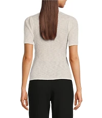 Le' AL.X Short Sleeve Scoop Neck Henley Tee
