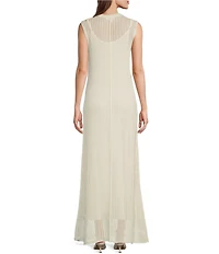 Le' AL.X Knit Crochet Crew Neck Sleeveless Shift Maxi Dress