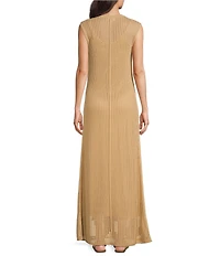 Le' AL.X Knit Crochet Crew Neck Sleeveless Shift Maxi Dress