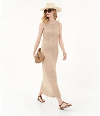 Le' AL.X Knit Crochet Crew Neck Sleeveless Shift Maxi Dress