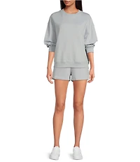 Le' AL.X Soft Organic Cotton Knit High Rise Cargo Coordinating Sweat Shorts