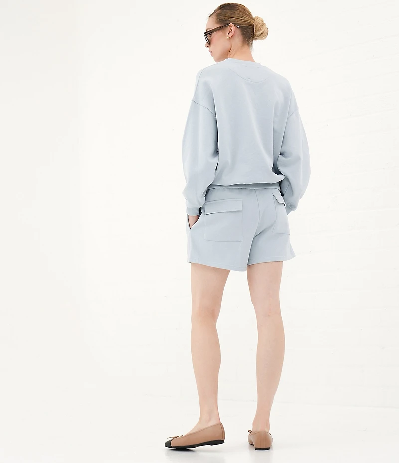 Le' AL.X Soft Organic Cotton Knit High Rise Cargo Coordinating Sweat Shorts