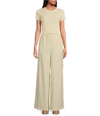 Le' AL.X Straight Leg High Rise Patch Pocket Cargo Trouser Pants