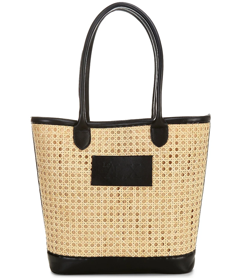Le' AL.X Straw and Leather Tote Bag