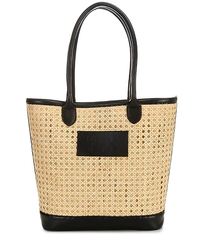 Le' AL.X Straw and Leather Tote Bag