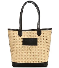 Le' AL.X Straw and Leather Tote Bag