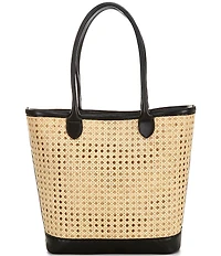 Le' AL.X Straw and Leather Tote Bag