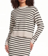 Le' AL.X Striped Crew Neck Long Sleeve Knit Coordinating Pullover Top