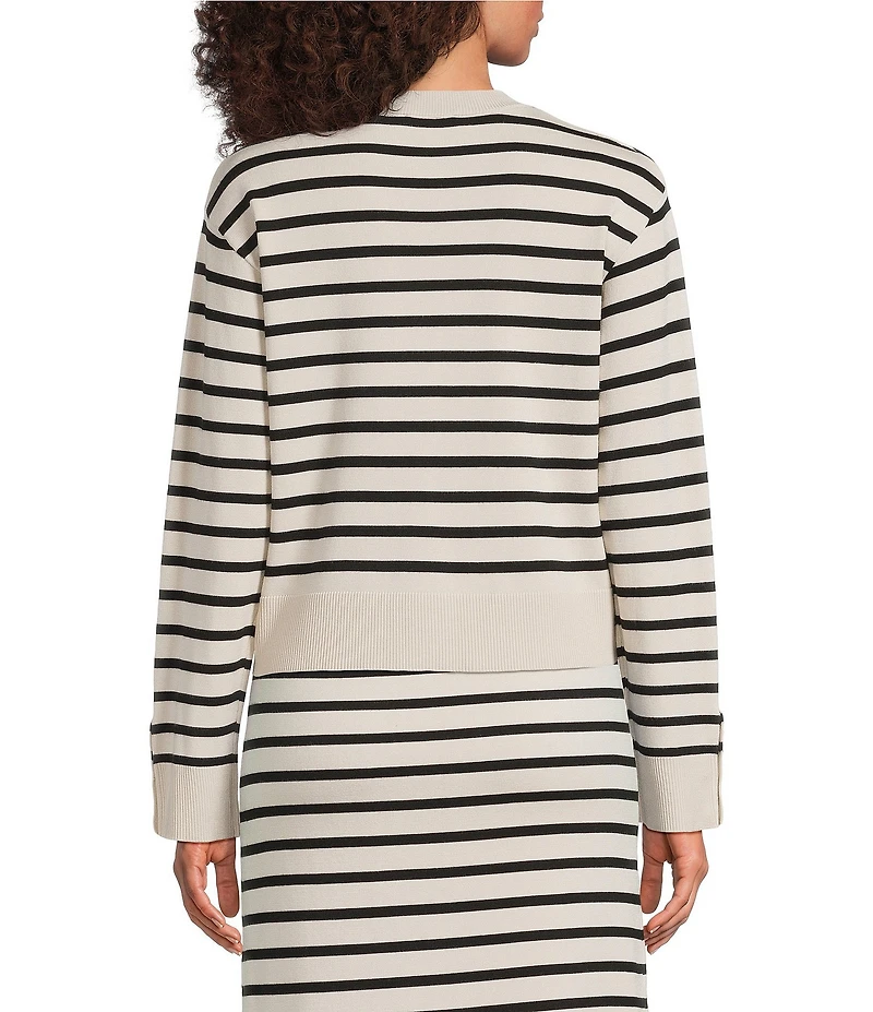 Le' AL.X Striped Crew Neck Long Sleeve Knit Coordinating Pullover Top