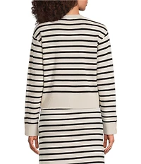 Le' AL.X Striped Crew Neck Long Sleeve Knit Coordinating Pullover Top