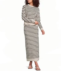Le' AL.X Striped Crew Neck Long Sleeve Knit Coordinating Pullover Top