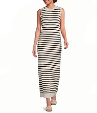 Le' AL.X Striped Crew Neck Sleeveless Knit Coordinating Maxi Dress