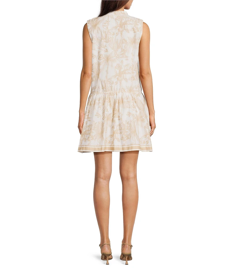 Le' AL.X Toile Printed Sleeveless Drop Waist Mini Dress