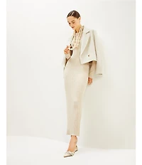 Le' AL.X Wool Blend Woven Notch Lapel Long Sleeve Button Front Cropped Coordinating Blazer