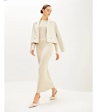 Le' AL.X Wool Blend Woven Notch Lapel Long Sleeve Button Front Cropped Coordinating Blazer