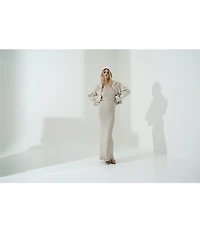 Le' AL.X Wool Blend Woven Notch Lapel Long Sleeve Button Front Cropped Coordinating Blazer