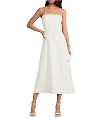 Le' AL.X Woven 3D Floral Applique Spaghetti Strap Midi Dress