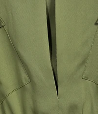 Le' AL.X Woven Boat Neck Long Dolman Blouson Sleeve Keyhole Pleat Sheath Midi Dress