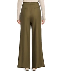 Le' AL.X Woven Crepe High Rise Coin Pocket Pleated Pointed Hem Trousers