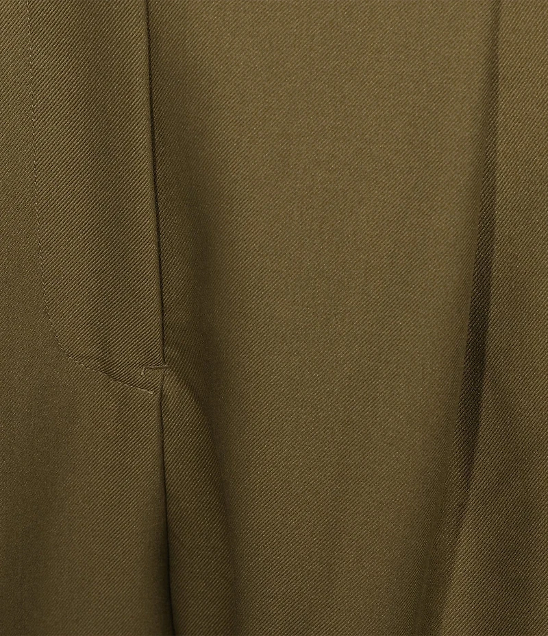 Le' AL.X Woven Crepe High Rise Coin Pocket Pleated Pointed Hem Trousers