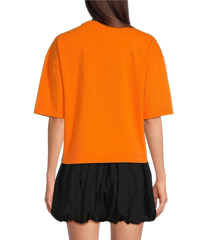 Le' AL.X Woven Crew Neck Short Sleeve Boxy Tee Shirt