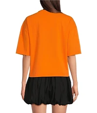 Le' AL.X Woven Crew Neck Short Sleeve Boxy Tee Shirt