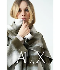 Le' AL.X Woven Plaid Print Notch Lapel Long Sleeve Double Breasted Long Line Blazer Coordinating Trench Coat