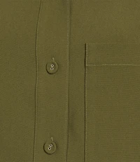 Le' AL.X Woven Point Collar Button Front Long Sleeve Oversized Coordinating Shirt