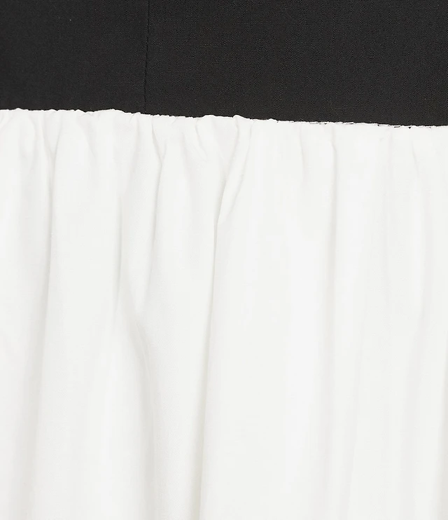 Le' AL.X Woven Poplin Color Block Square Neck Spaghetti Strap Empire Waist  A-Line Flounce Midi Dress at Hamilton Place in Chattanooga, TN