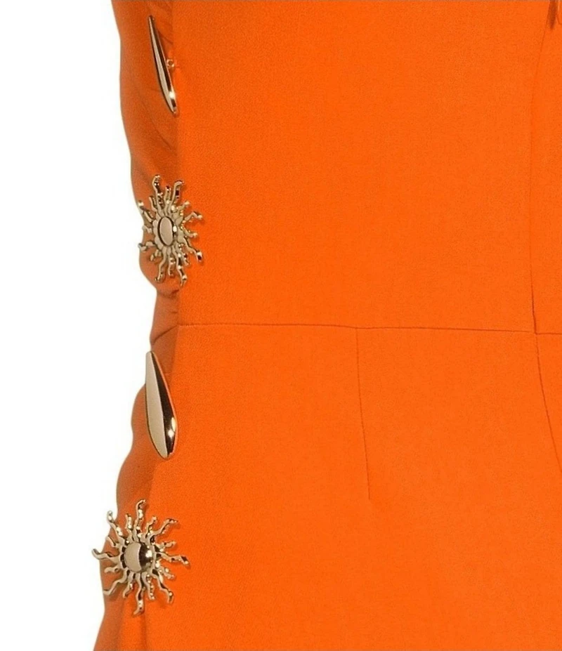 Le' AL.X Woven Ruched Strapless Sheath Midi Dress