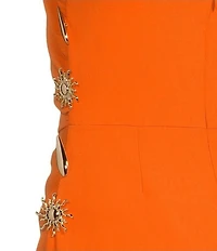 Le' AL.X Woven Ruched Strapless Sheath Midi Dress