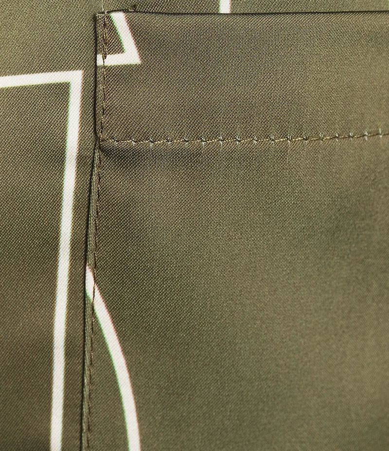 Le' AL.X Woven Satin Logo Print Notch Lapel Button Front Long Sleeve Coordinating Shirt