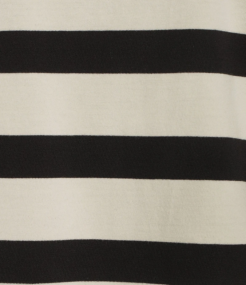 Le' AL.X Woven Striped Crew Neck Short Sleeve Boxy Tee Shirt