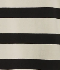 Le' AL.X Woven Striped Crew Neck Short Sleeve Boxy Tee Shirt