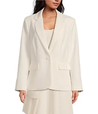 Le' AL.X Woven Suiting Notch Lapel Long Sleeve Button Front Flap Pocket Mid Length Coordinating Blazer
