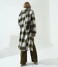 Le' AL.X Woven Wool Blend Plaid Oversized Fringe Trim Coordinating Scarf