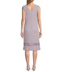Le Bos 3/4 Sleeve Round Neck Embroidered Flounce Hem 2-Piece Jacket Dress