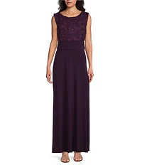 Le Bos 3D Floral Ruched Waist Cap Sleeve Gown