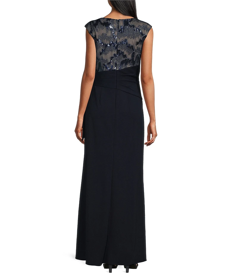 Le Bos Boat Neck Cap Sleeve Fit and Flare Dress