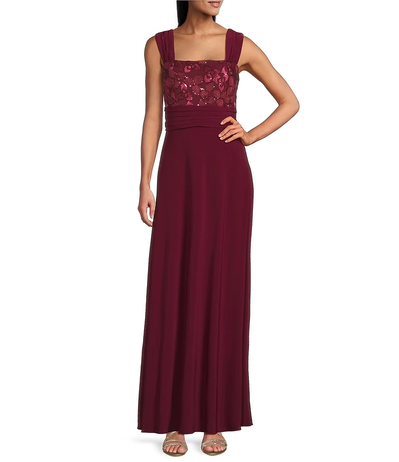 Le Bos Embroidered 3/4 Sleeve Square Neck 2-Piece Jacket Dress